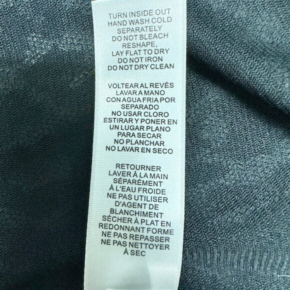 Chicos Burnout Tunic Top Size 2 L 12 Black Lace Sheer 3/4 Sleeves Nylon Poly - Picture 5 of 10